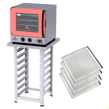 Kit Forno Elétrico Progás Turbo Fast Oven 127V Com Mesa PRP-004 G2 E 4 Bandejas Imeca