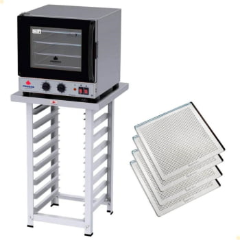Kit Forno Elétrico Progás Turbo Fast Oven 220V Com Mesa PRP-004 G2 E 4 Bandejas Imeca