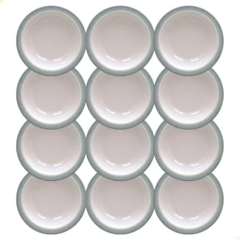 12 Pratos Fundo Tramontina Rústico Cinza em Porcelana Decorada 22 cm 96880005