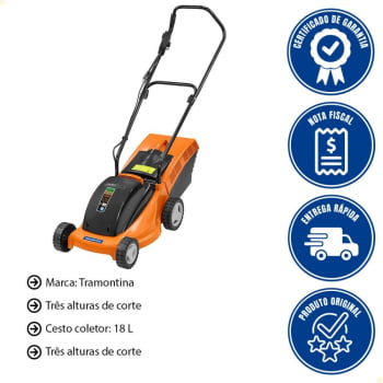 Cortador de Grama Elétrico Tramontina CE35P Com Diâmetro de Corte de 35 Cm Coletor Rígido 127V
