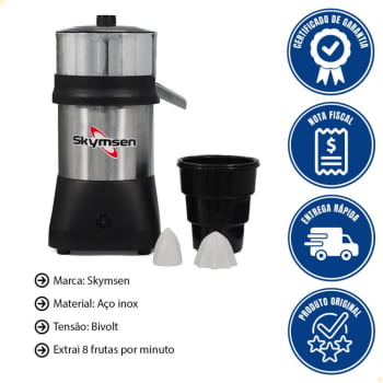 Extrator De Sucos Skymsen EX Em Aço Inox E Câmara Em Alumínio Bivolt