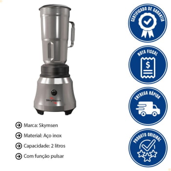 Liquidificador De Alta Rotação Skymsen TA2 Em Inox 2 Litros 220V