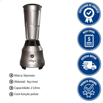 Liquidificador De Alta Rotação Skymsen LI2 Em Inox 2 Litros 127V