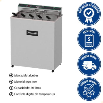 Fritador Industrial Metalcubas FOE30 P Zona Fria de Óleo Elétrico 220V 30 Litros 10000W