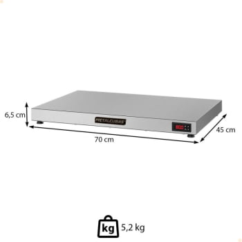 Mesa Quente Pista Aquecida Aço Inox Metalcubas Temperatura Regulável 70x45cm PAM 700 220V