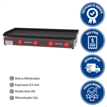 Chapa Bifeteira A Gás 120 cm Metalcubas Compact CBG 1200C