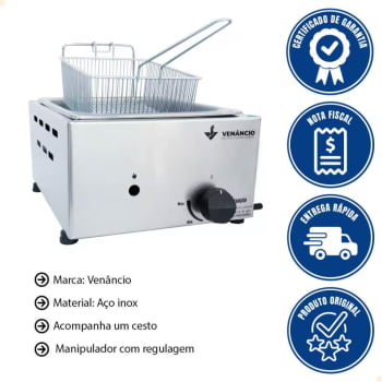 Fritador Simples Venancio 5 Litros Óleo a Gás Baixa Pressão SFG112