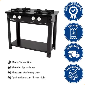 Fogão Industrial Venâncio a Gás Bravo 2 Bocas Preto Esmaltado BR2BPR