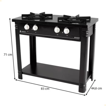 Fogão Industrial Venâncio a Gás Bravo 2 Bocas Preto Esmaltado BR2BPR