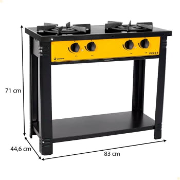 Fogão Industrial Venâncio a Gás Bravo 2 Bocas Amarelo Esmaltado BR2BAM