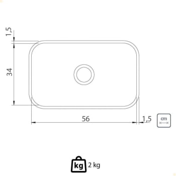 Cuba Tramontina Lavínia 56x34 cm Standard em Aço Inox Polido 56 BL com Válvula 94085507