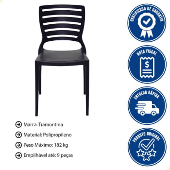 Cadeira Tramontina Sofia em Polipropileno e Fibra de Vidro Preto 92237009