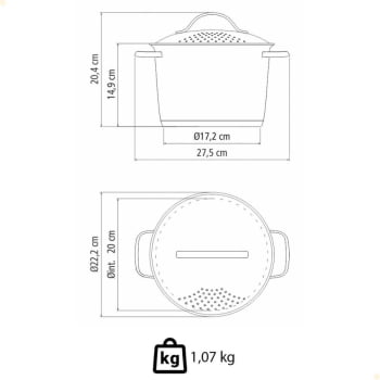 Espagueteira Tramontina Allegra Panela em Aço Inox com Fundo Triplo 20 cm 4,4 L 62667203