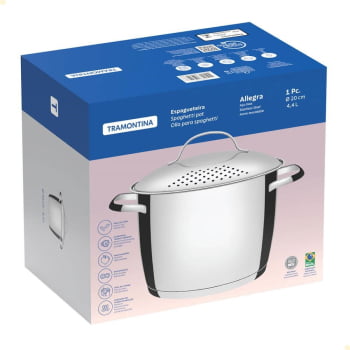 Espagueteira Tramontina Allegra Panela em Aço Inox com Fundo Triplo 20 cm 4,4 L 62667203