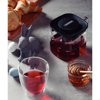 Bule Quadrado para Chá Tramontina em Vidro e Aço Inox com Infusor 600 ml 61763060