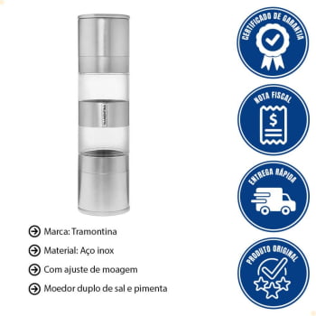 Moedor Tramontina de Sal e Pimenta Realce Duplo em Aço Inox 61655000