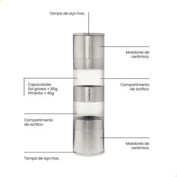 Moedor Tramontina de Sal e Pimenta Realce Duplo em Aço Inox 61655000