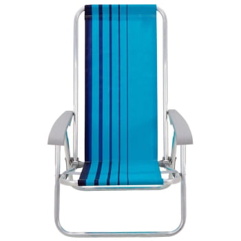 Kit 06 Cadeiras de Praia Reclinável Tramontina Bali Baixa em Alumínio com Assento Azul 92900102