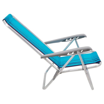 Kit 06 Cadeiras de Praia Reclinável Tramontina Bali Baixa em Alumínio com Assento Azul 92900102