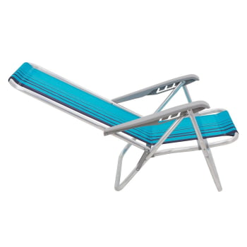 Kit 06 Cadeiras de Praia Reclinável Tramontina Bali Baixa em Alumínio com Assento Azul 92900102