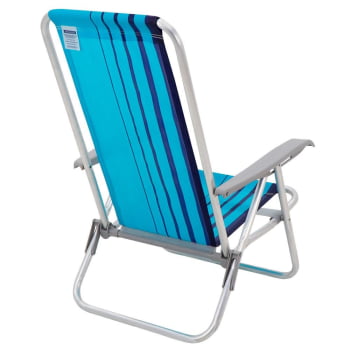 Kit 06 Cadeiras de Praia Reclinável Tramontina Bali Baixa em Alumínio com Assento Azul 92900102