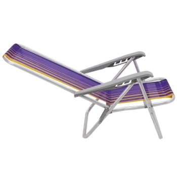 Kit 06 Cadeiras de Praia Reclin.Tramontina Bali Baixa em Alumínio c/ Assento Roxo e Amarelo 92900103