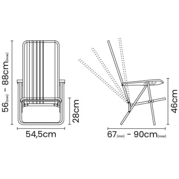 Kit 06 Cadeiras de Praia Reclin.Tramontina Bali Baixa em Alumínio c/ Assento Roxo e Amarelo 92900103