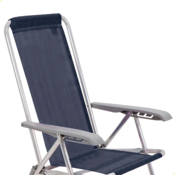 Kit 04 Cadeiras de Praia Reclin. Tramontina Bali Baixa Alumínio c/ Assento Azul Escuro 92900106