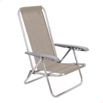Kit 04 Cadeiras de Praia Reclin. Tramontina Bali Baixa Alumínio c/ Assento Camurça 92900105