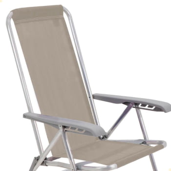 Kit 04 Cadeiras de Praia Reclin. Tramontina Bali Baixa Alumínio c/ Assento Camurça 92900105