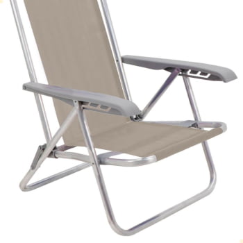 Kit 04 Cadeiras de Praia Reclin. Tramontina Bali Baixa Alumínio c/ Assento Camurça 92900105