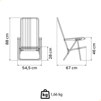 Kit 06 Cadeiras de Praia Reclin. Tramontina Bali Baixa Alumínio c/ Assento Camurça 92900105