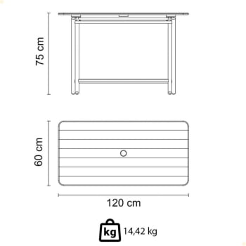 Mesa Dobrável Retangular Tramontina Bossa 120x75 cm em Madeira Tauari Natural 13694080
