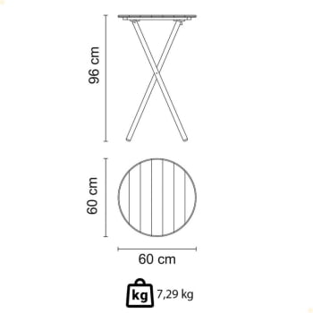 Mesa Dobrável Redonda Alta Tramontina Bossa 60x96 cm em Madeira Tauari Natural 13696080