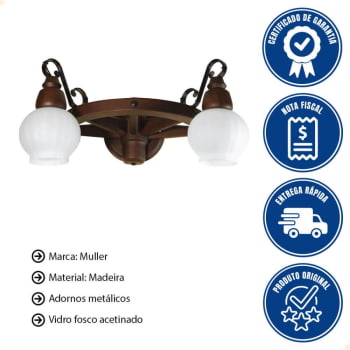 Arandela Muller  Roda Carroça  2 Lâmpadas Envelhecido 602E