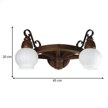 Arandela Muller  Roda Carroça  2 Lâmpadas Envelhecido 602E