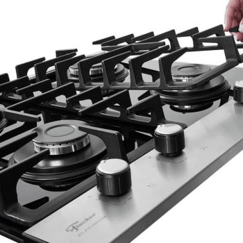 Cooktop A Gás Fischer Platinium Gll 4 Bocas Com Trempe De Ferro Fundido Mesa Vidro Bivolt 3380092121