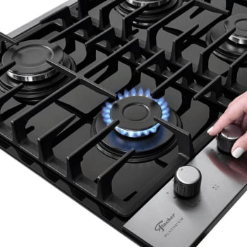 Cooktop A Gás Fischer Platinium Gll 4 Bocas Com Trempe De Ferro Fundido Mesa Vidro Bivolt 3380092121