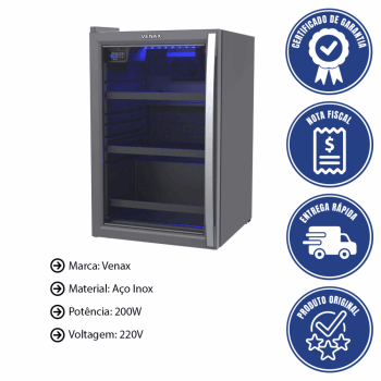 Cervejeira Venax Blue Light 100 Litros Porta Invertida Grafite 220V 29156