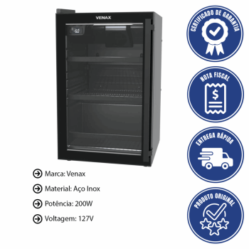 Cervejeira Venax Top Light 100 Litros Preto Fosco Porta Invertida 127V 26433