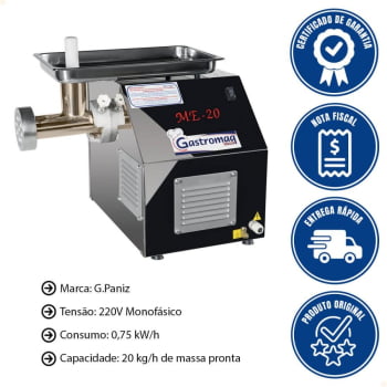 Extrusora de Massa Gastromaq ME 20 Inox 220V Monofásica 20 Kg