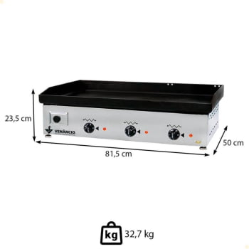 Chapa Elétrica Venâncio em Aço Carbono com Espessura de 4mm 220V CE80 14265