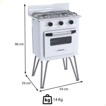Fogão a Gás Venax Gemini 2 Queimadores Vetro Branco GLP 7508