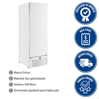 Freezer Vertical Fricon Tripla Ação 569 Litros Estatico Branco Porta Cega VCET569 220V