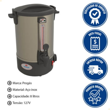 Cafeteira Elétrica Progás PRC-08 Em Aço Inox 8 Litros Automática 127V 