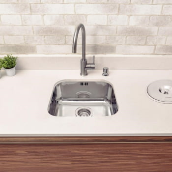 Cuba Tramontina Lavínia 40 BL Prime em Aço Inox Alto Brilho 40x34 cm com Escape e Válvula 94020203
