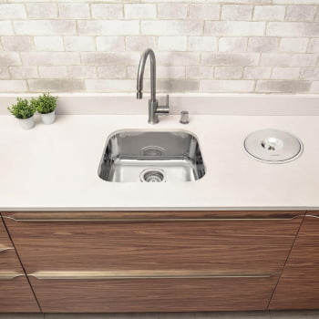 Cuba Tramontina Lavínia 40BL Prime em Aço Inox Alto Brilho 40x34 cm com Válvula 94020207