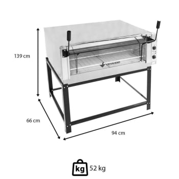 Kit Forno Industrial Venâncio Roma Elétrico Aço Inox Pedra Refratária 220v + Grelha Adicional FERI90