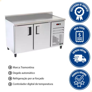 Balcão Refrigerado Ar Forçado Venâncio 2 Portas 360 Litros VBSR15 1500 220V Externo em Inox - 28751