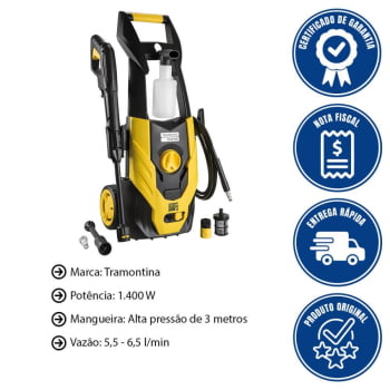 Lavadora de Alta Pressão Master Tramontina 1400W 1600psi Uso Eventual Mangueira 3m 220V 42550022